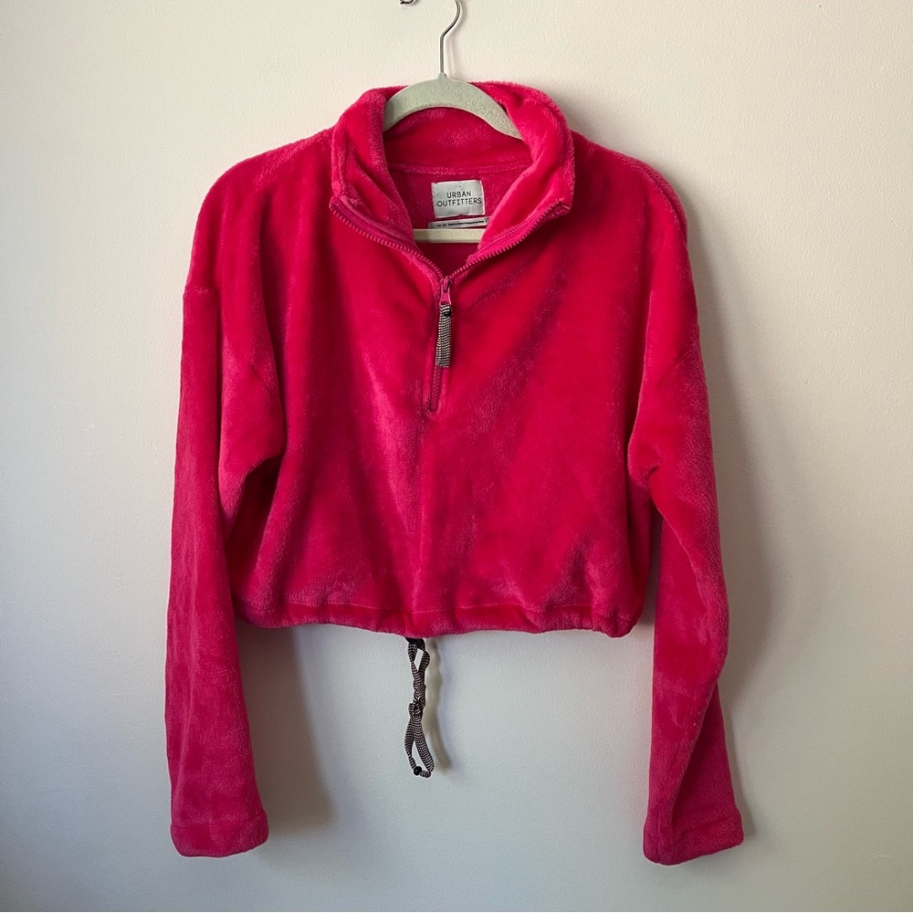 Urban Outfitters Pink Crop Fleece Sweater